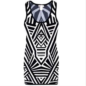 EC JEALOUS TOMATO SLEEVELESS BODYCON BLACK AND WHITE DRESS SZ.S